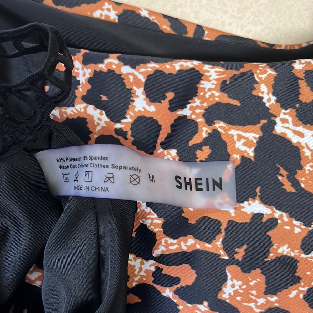SHEIN Black and Leopard Print Bikini - Picture 2 of 3